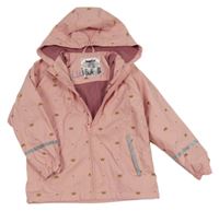 Světlerůžová jarní nepromokavá bunda s korunami a kapucí Lupilu