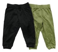 2x plyšové tepláky - černé + zelené Lupilu