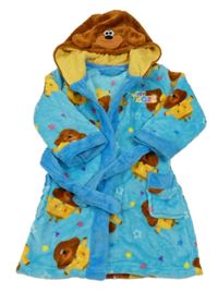 Modro-hnědý plyšový župan s kapucí - Hej Hafí!