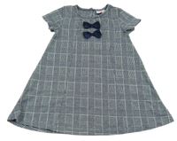 Tmavomodro-šedé kostkované šaty s mašlemi Topolino