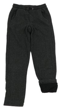 Tmavošedo-černé vzorované úpletové kalhoty Pocopiano