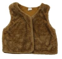 Hnědá kožešinová podšitá crop vesta shein