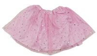 Růžová tylová sukně s hvězdičkami 