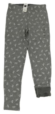 Nové - šedé zateplené legíny s jednorožci dunnes