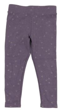 Fialové zateplené legíny se srdíčky Primark