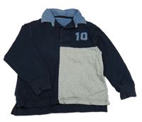 Tmavomodro-šedé polo triko s číslem a límečkem M&S