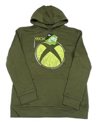 Nové - khaki mikina s X-box a kapucí Primark