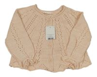 Nové - světlerůžový perforovaný propínací svetr Pep&Co