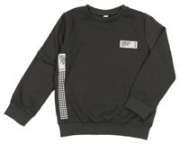 Tmavošedá lehká mikina s potiskem 