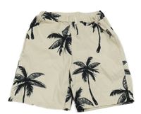 Smetanové kraťasy s černými palmami shein