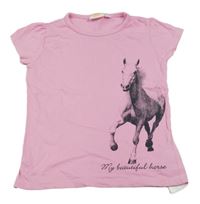 Světlerůžové tričko s koníkem kids