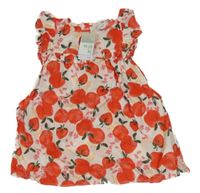 Nové - bílo-červené lehké šaty s jahodami Primark