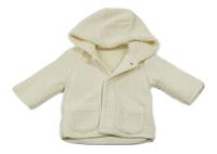 Smetanová žebrovaná sametová zateplená propínací mikina s kapucí George