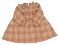 Starorůžové kostkované úpletové šaty s volánky Next