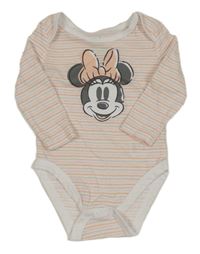 Růžovo-bílé pruhované body s Minnie Disney