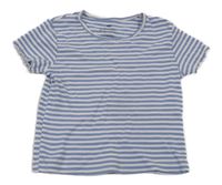 Bílo-modré pruhované žebrované crop tričko H&M