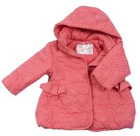 Lososová prošívaná šusťáková zateplená bunda s kapucí Mothercare