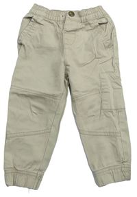 Béžové plátěné cuff kalhoty Primark