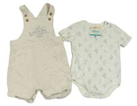 2set - Bílé body + smetanové laclové kraťasy s Medvídkem Pú a kamarády Tu