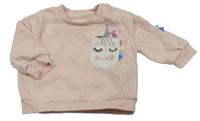 Světlerůžová mikina s jednorožcem zn. PRIMARK