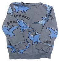 Tmavošedá mikina s dinosaury F&F