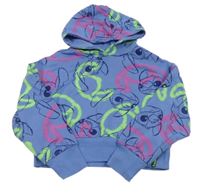 Modrá crop mikina se Stitchem a kapucí Primark