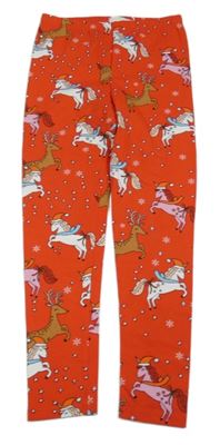 Červené legíny se soby a jednorožci Tu