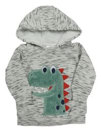 Šedá melírovaná mikina s dinem a kapucí Orsolino 