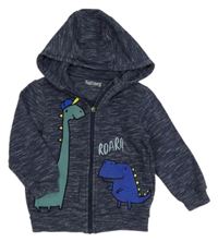 Tmavomodrá melírovaná propínací mikina s diny a kapucí Nutmeg