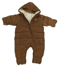 Hnědá šusťáková zimní kombinéza s kapucí H&M