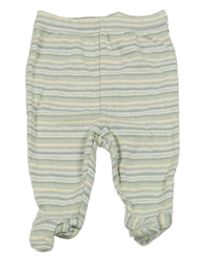 Šedo-bílo-žluto-zelené pruhované polodupky 