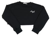 Černá crop mikina s nápisem Shein