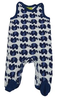 Tmavomodro-bílé dupačky se slony 