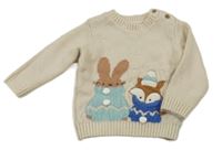 Béžový svetr s králíčkem a liškou M&S