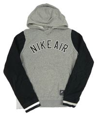 Šedo-černá mikina s nápisem a kapucí Nike