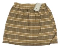 Nové - Béžvo-okrovo-šedá kostkovaná sukně Tu