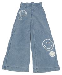 Světlemodré široké džagíny se smajlíky H&M