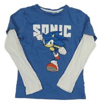 Modro-bílé triko se Sonicem 