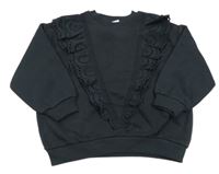 Tmavošedá mikina s volánky s madeirou Zara