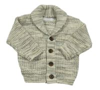 Béžovo-šedý melírovaná propínací svetr Primark