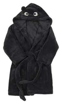 Antracitový plyšový župan s kapucí - příšerka 
