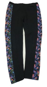 Černé legíny s květovanými pruhy George