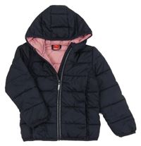 Tmavomodrá šusťáková zateplená bunda s kapucí S. Oliver