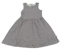 Bílo-tmavomodro-růžové vzorované šaty C&A