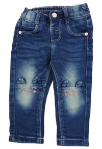 Tmavomodré teplákové skinny rifle s čumáky 