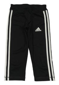 Černo-bílé crop sportovní legíny s pruhy Adidas