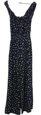 Dámský černý kytičkovaný kalhotový culottes overal Topshop 