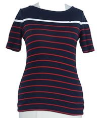 Dámské tmavomodro-červené pruhované tričko zn. Tommy Hilfiger 