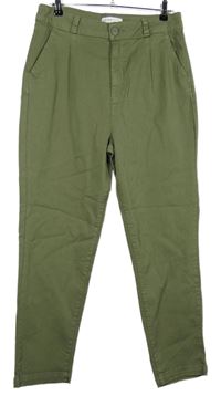 Dámské khaki plátěné chino kalhoty Primark 