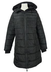 Nové - Dámský černý šusťákový zimní kabát s kapucí Dunnes 